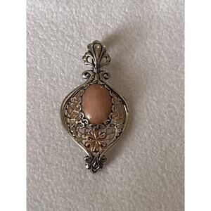 Carolyn Pollack Peach Quartz Enhancer Pendant Sterling And Copper About 2”